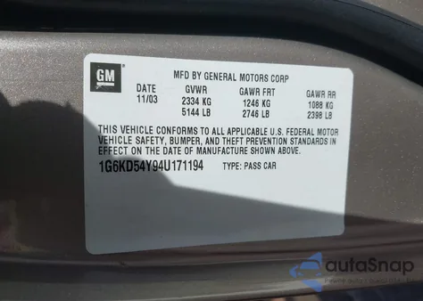 2004 Cadillac Deville Standard from USA, damaged, VIN 1G6KD54Y94U171194